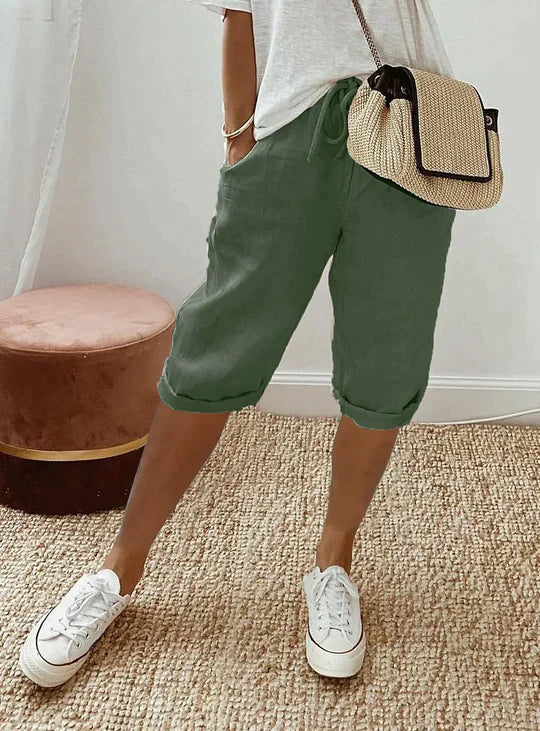 Cropped Women's Pants with Drawstring