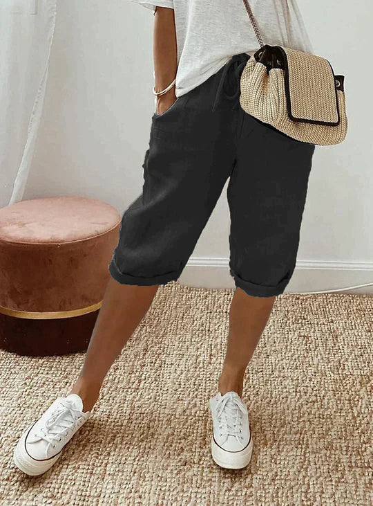 Cropped Women's Pants with Drawstring