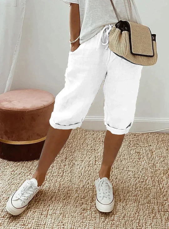 Cropped Women's Pants with Drawstring