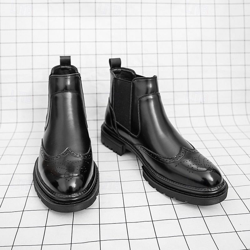 Herre Chelsea-støvler med brogue-detaljer