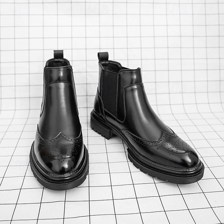 Herre Chelsea-støvler med brogue-detaljer