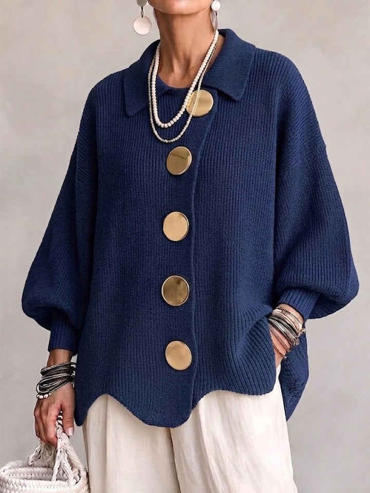 Oversized Cardigan with Large Buttons for Women