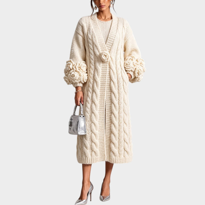 Cable-knit sweater dress for women