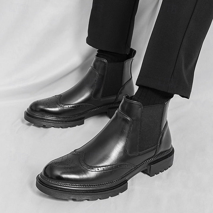 Herre Chelsea-støvler med brogue-detaljer