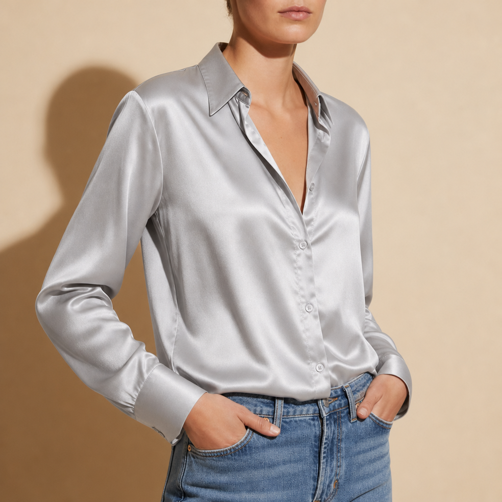 Satin Shirt with Buttons for Women