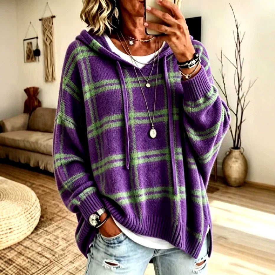 Oversized Hooded Knit Sweater for Women