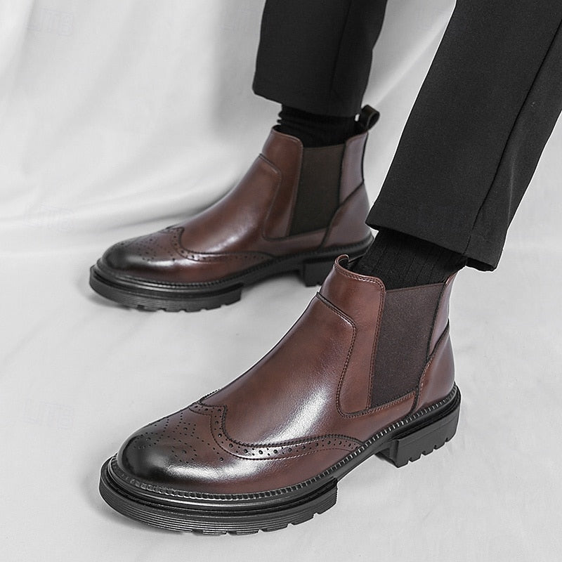 Herre Chelsea-støvler med brogue-detaljer