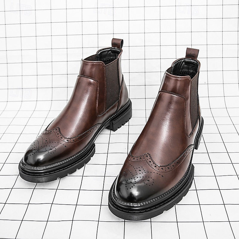 Herre Chelsea-støvler med brogue-detaljer