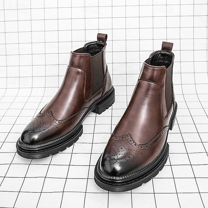Herre Chelsea-støvler med brogue-detaljer