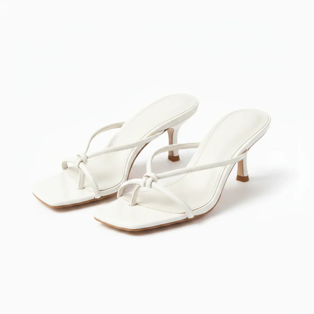 Women's heeled sandals with knot straps