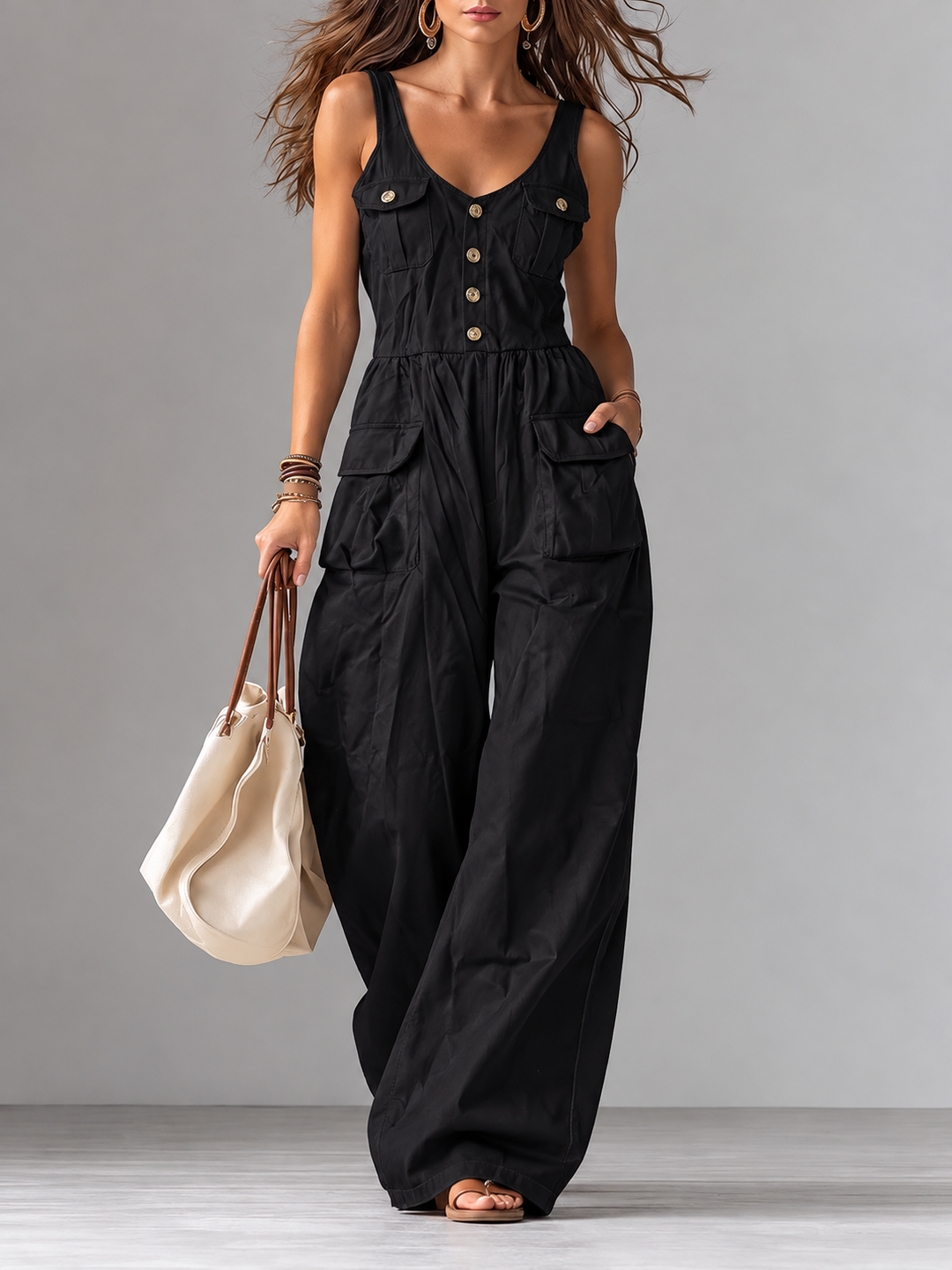 Denim Jumpsuit med Vide Ben til Kvinder