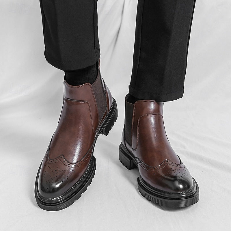 Herre Chelsea-støvler med brogue-detaljer