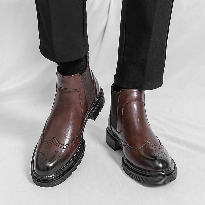 Herre Chelsea-støvler med brogue-detaljer