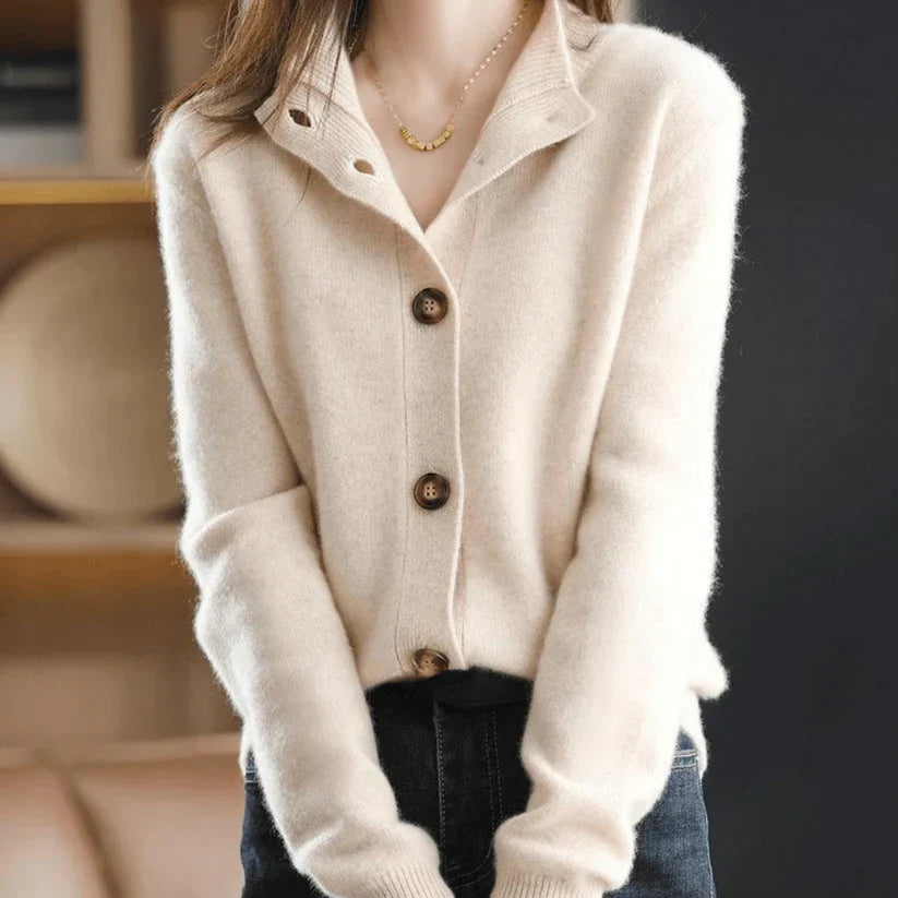 Cardigan i 100% cashmere med åben front til kvinder