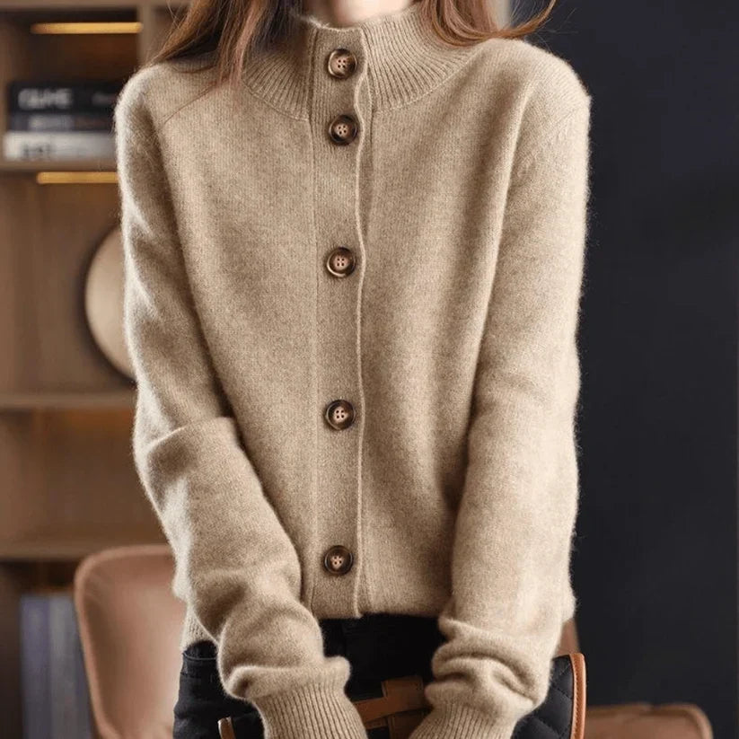 Cardigan i 100% cashmere med åben front til kvinder