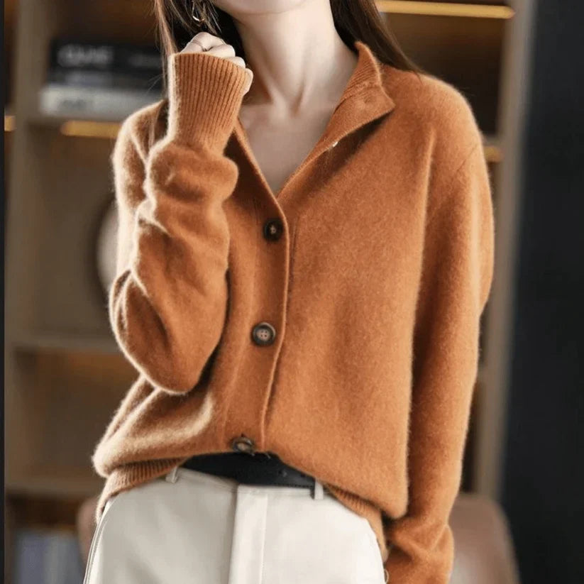 Cardigan i 100% cashmere med åben front til kvinder