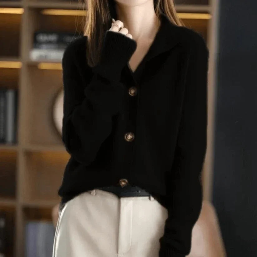 Cardigan i 100% cashmere med åben front til kvinder