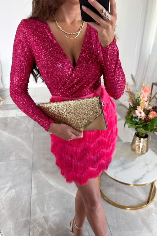 Sequin cocktail mini dress for women