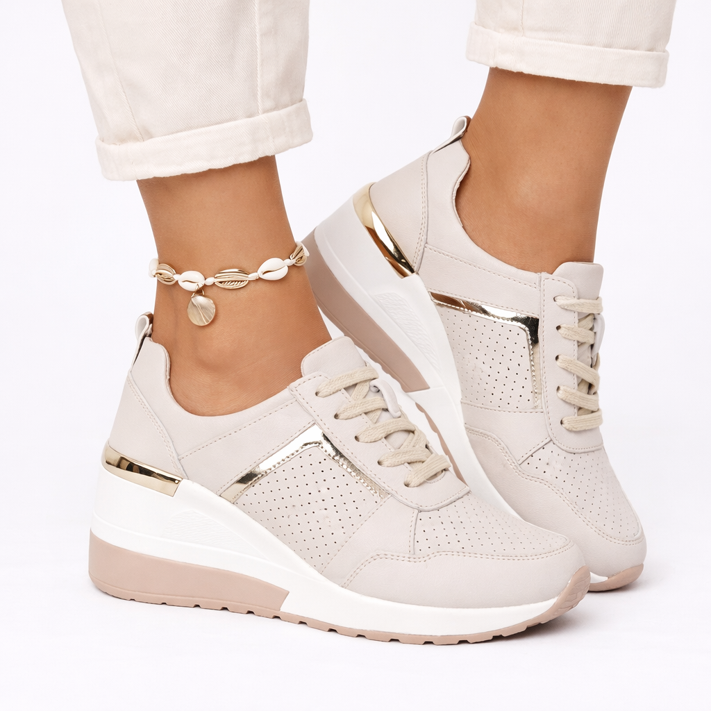 Kilehæl Sneakers Med Snørebånd Dame