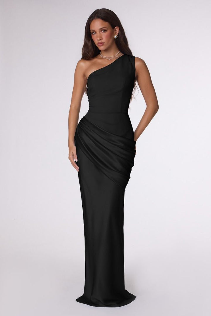Satin One-Shoulder Dress for Women
