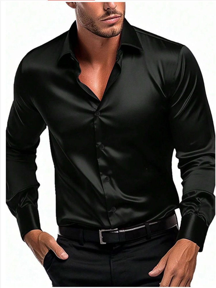 Satin Shirt with Buttons for Men