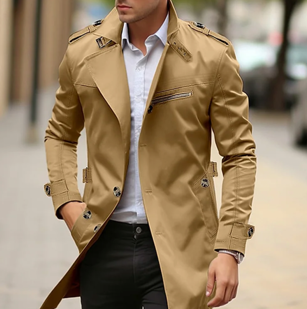 Slim Fit Trench Coat for Men