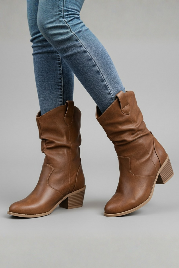 Leather Boots with Side Panels for Women