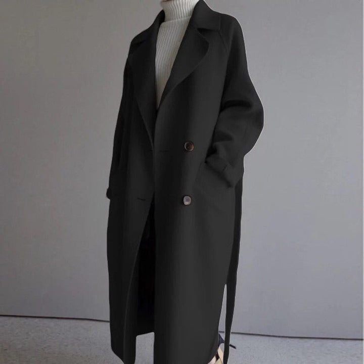 Double-Breasted Long Wool Coat for Women