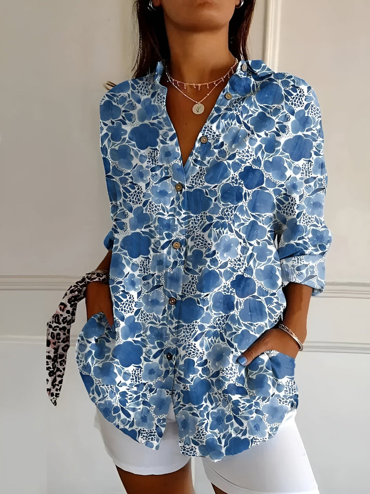 Bluse med Blomstermønster til Kvinder