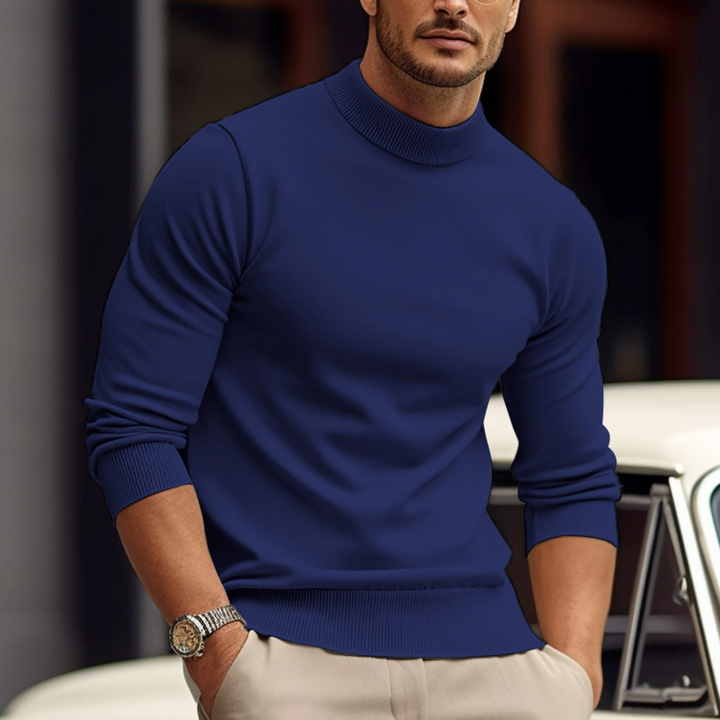 Slim Fit Sweater with Mock Neck for Men