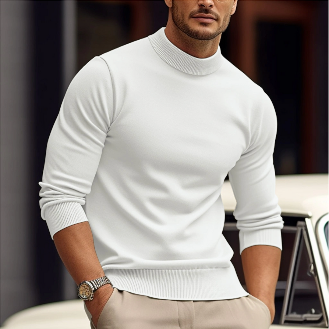 Slim Fit Sweater with Mock Neck for Men