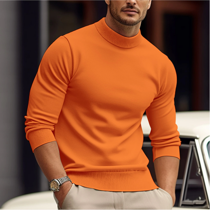 Slim Fit Sweater with Mock Neck for Men