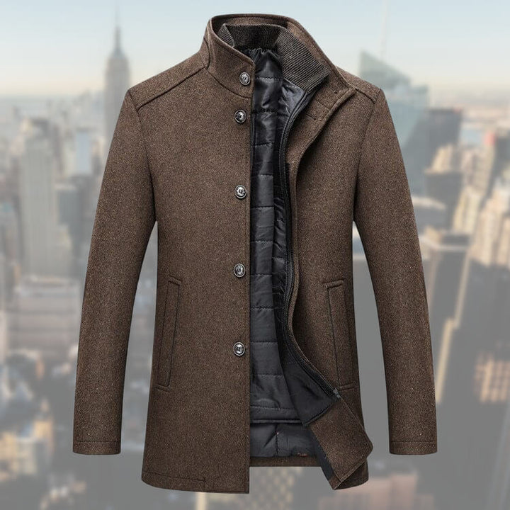 Men's Wool Jacket with Stand-Up Collar