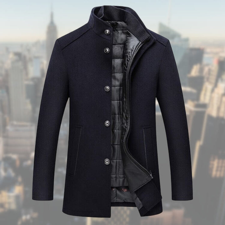 Men's Wool Jacket with Stand-Up Collar