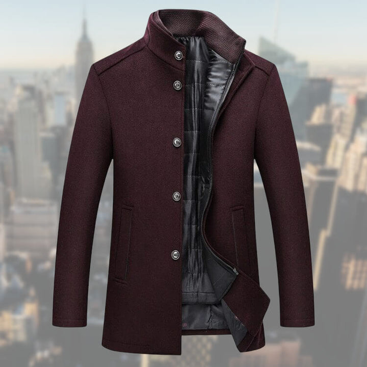 Men's Wool Jacket with Stand-Up Collar