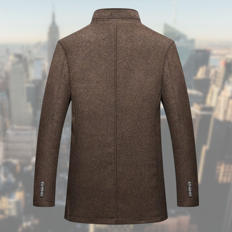 Men's Wool Jacket with Stand-Up Collar