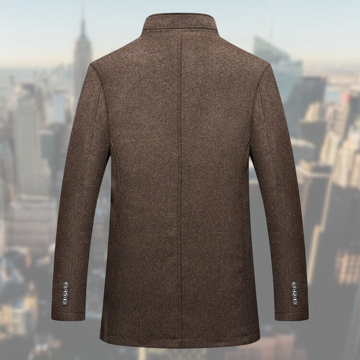 Men's Wool Jacket with Stand-Up Collar