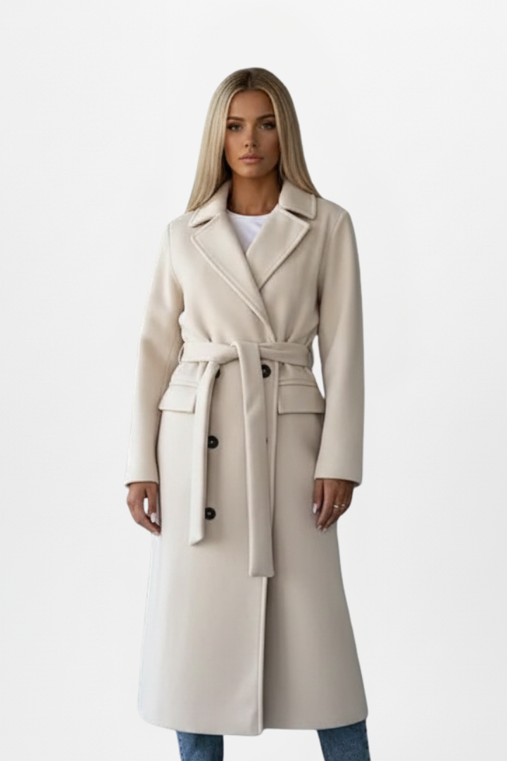 Long Double-Breasted Coat for Women