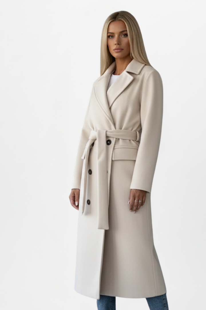 Long Double-Breasted Coat for Women