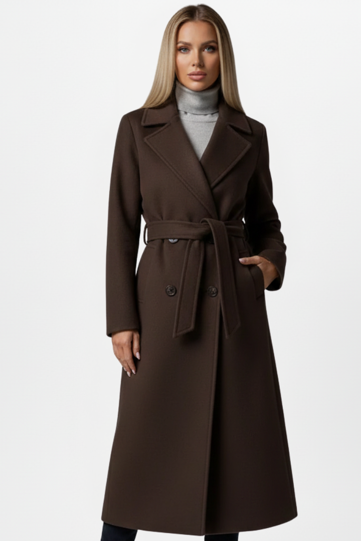Long Double-Breasted Coat for Women