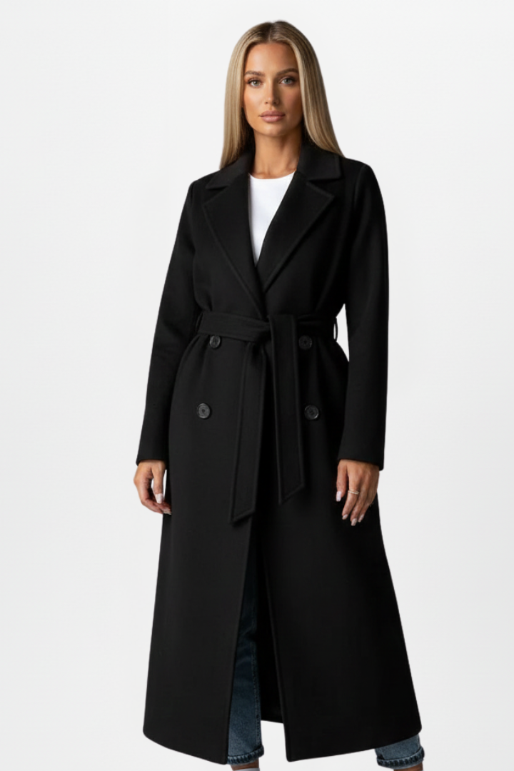Long Double-Breasted Coat for Women