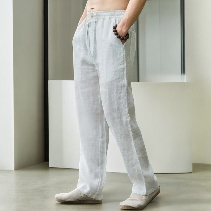 Women's Relaxed Linen Trousers with Elastic Waist
