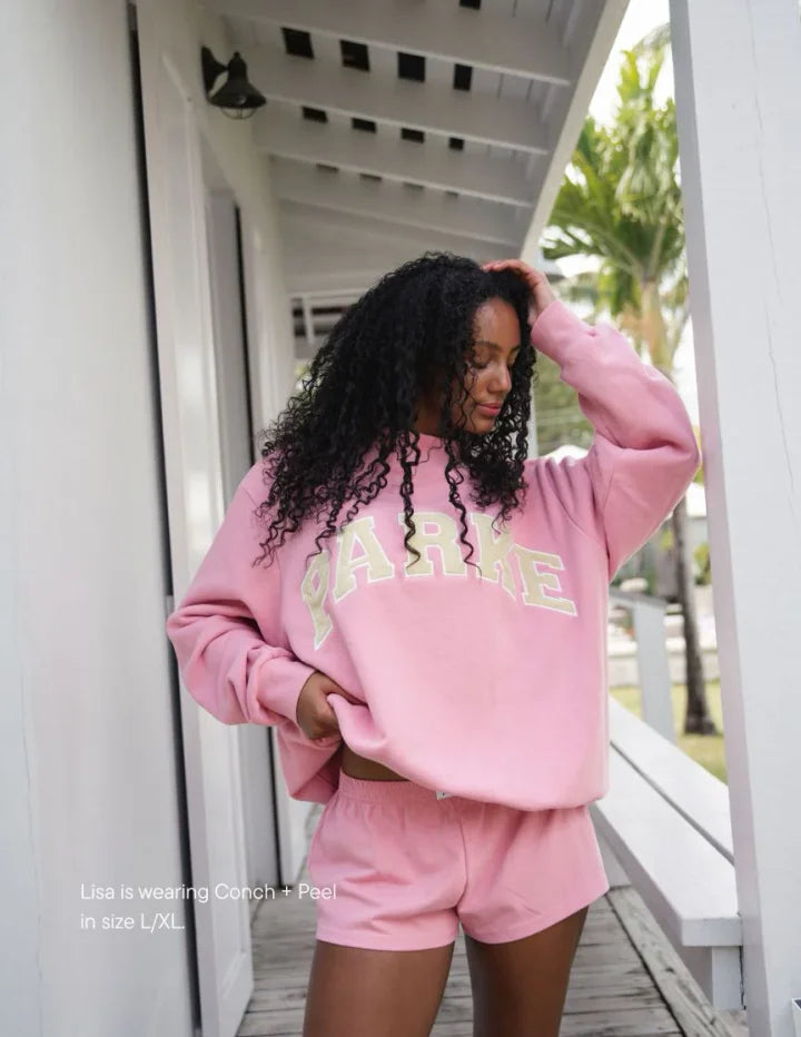 Oversized dame-sweatshirt med chenille-bogstaver