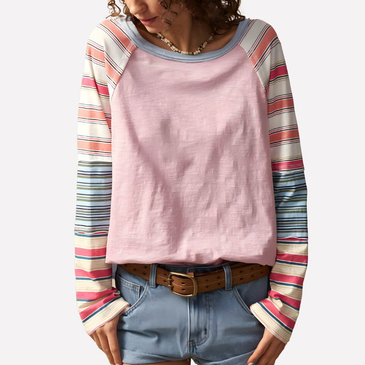 Striped Raglan Top for Women
