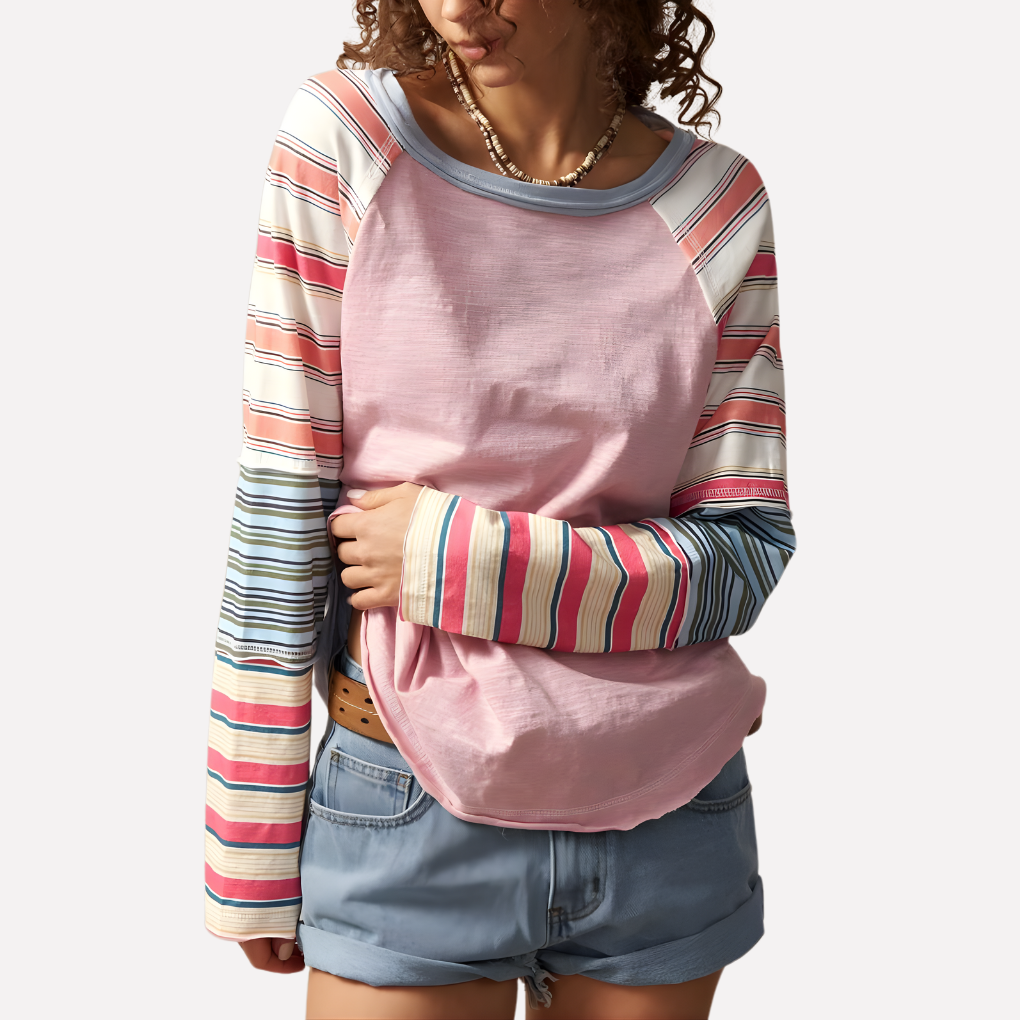 Striped Raglan Top for Women