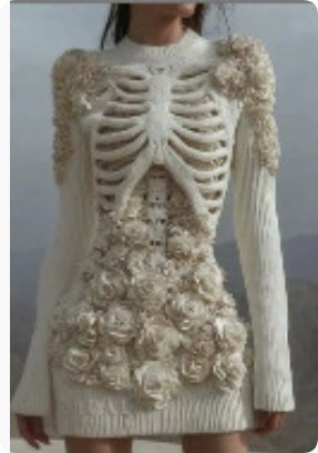 Bodycon-minikjole til kvinder med skeletprint og lange ærmer