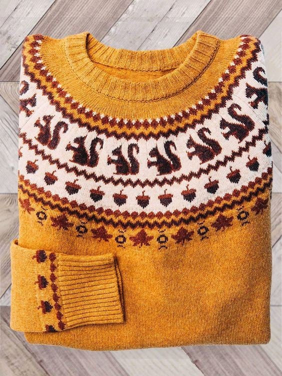 Fair Isle Striktrøje med Halloweenmotiv til Kvinder