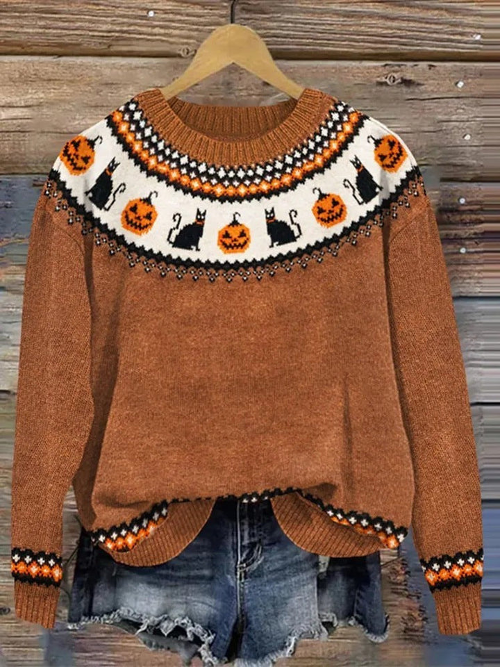 Fair Isle Striktrøje med Halloweenmotiv til Kvinder