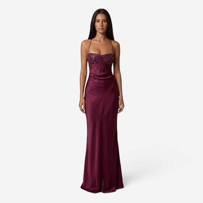 A-line maxi dress with spaghetti straps for women
