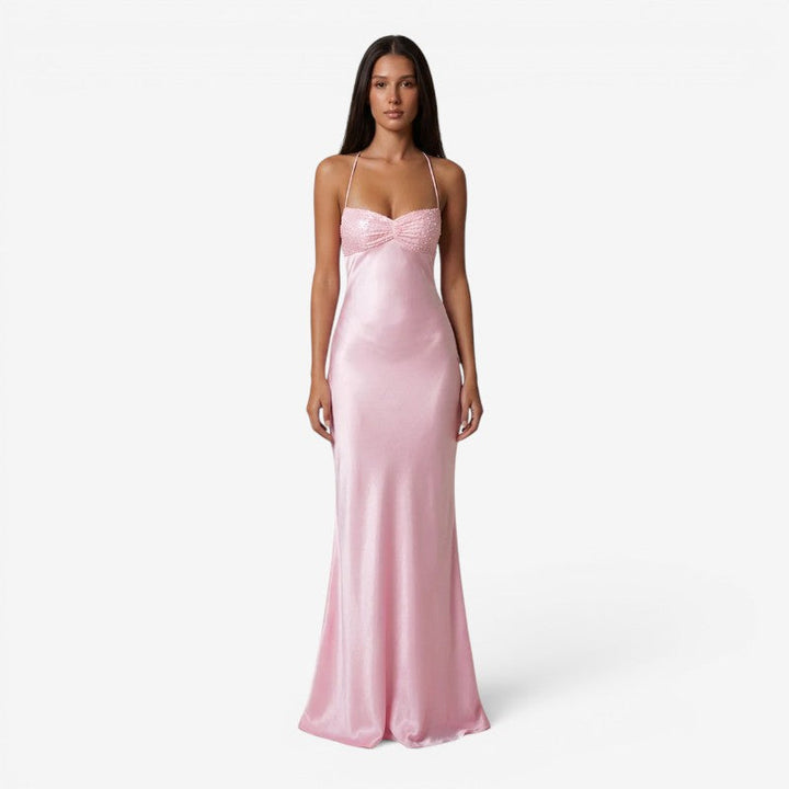 A-line maxi dress with spaghetti straps for women